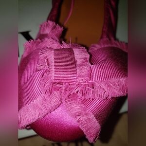 BNWB Lanvin pink silk large bow round toe ballerina flats. 41